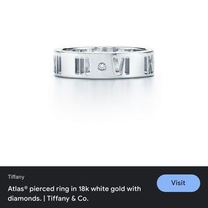Retired Tiffany Pierced Atlas 18k White Gold Ring 4 Diamonds